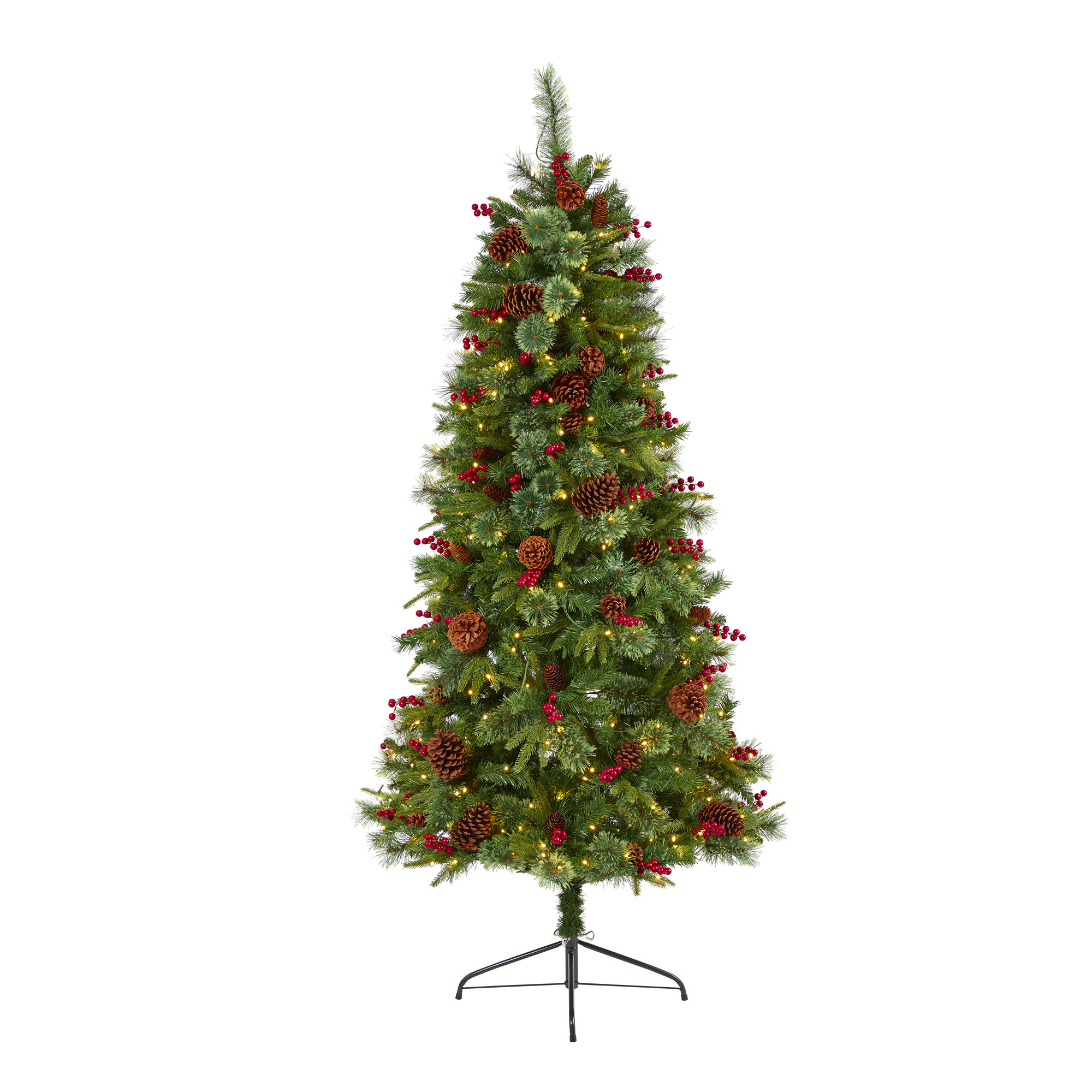 Lighted Artificial Pine Christmas Tree, 6.5' H