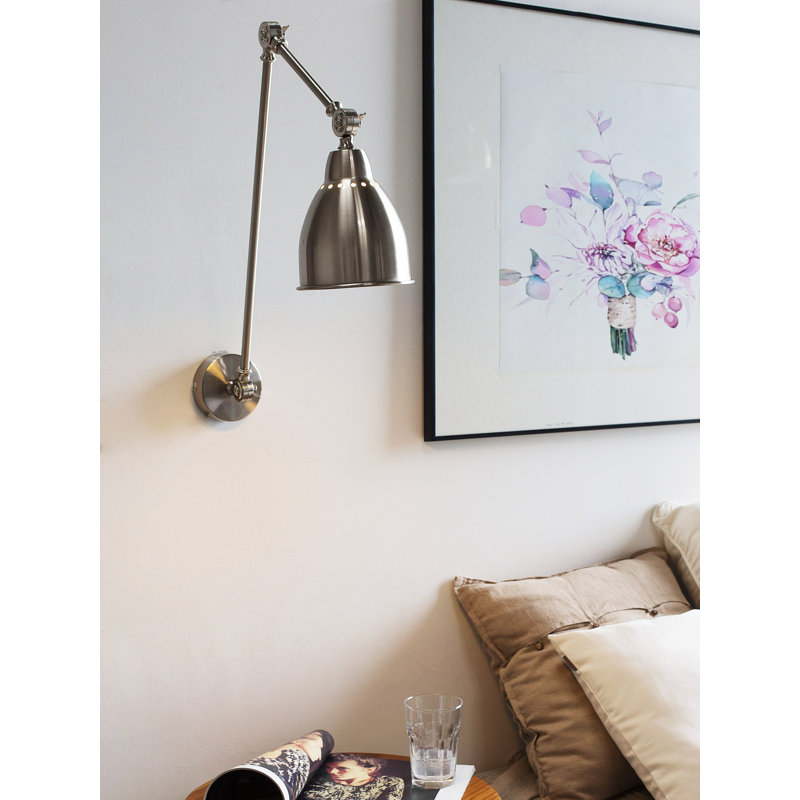 Sandhurst Swing Arm Sconce, Silver/Silver