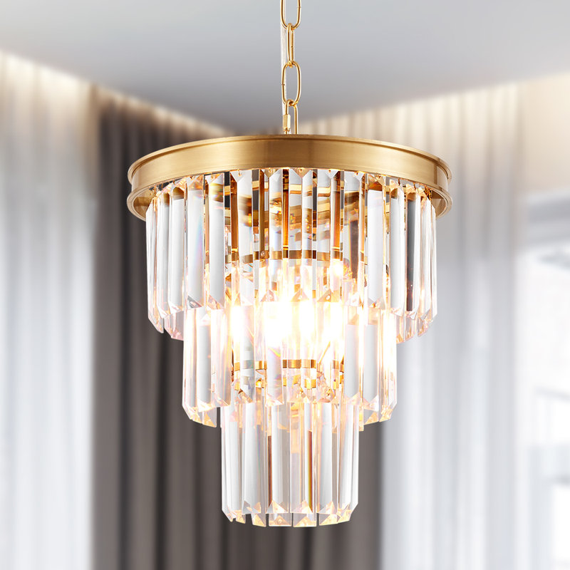 Tasiana 1 - Light Unique Tiered Chandelier with Crystal Accents, Gold