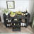 e  Modern Oval Fluted Sideboard Buffet Cabinet, Sliding Tambour Door Storage Credenza with 3 Drawers & 4 Side Compartments, MDF Accent Cabinet with Metal & Wooden Legs for Living Room Dining Room-1004971512