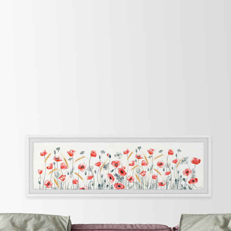 « red flowers »-cadre photo panoramique sur papier, H 15 po x l 45 po x P 1,5 po