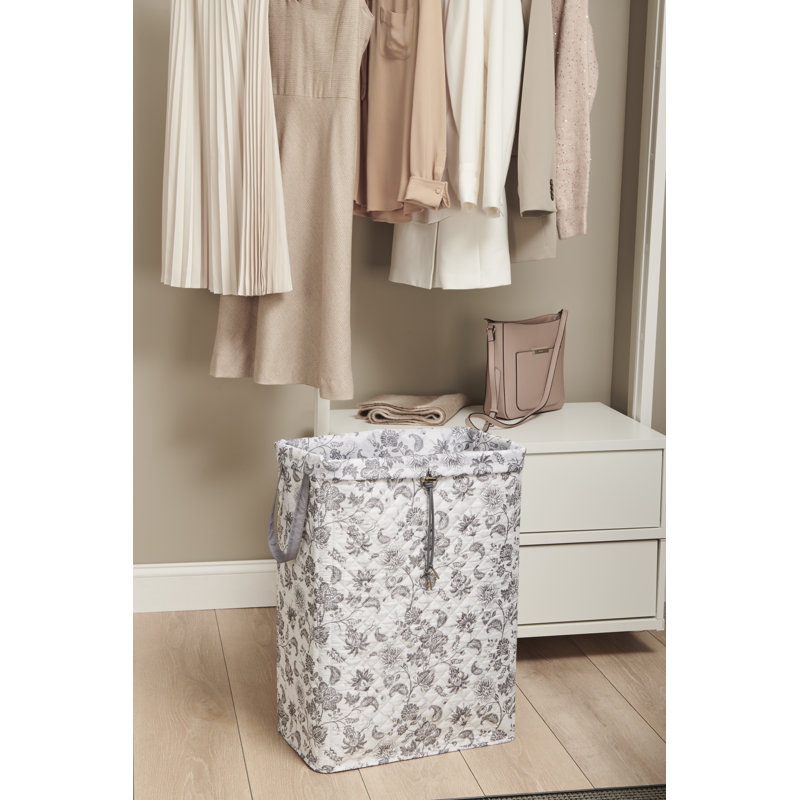 Martha Stewart Essential Home Decorative Collapsible Lightweight Space Saving Hamper with Removable Laundry Bag, Beige