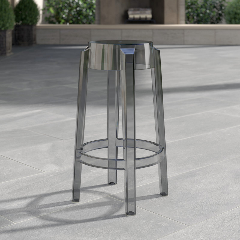 Charles Outdoor Bar Stool, Smoke Gray, 25.59"