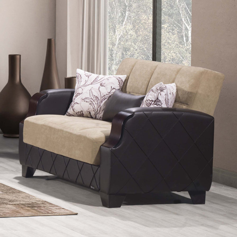 Causeuse convertible avec rangement Primenest Marabella Collection, Microfibre/microsuède brun
