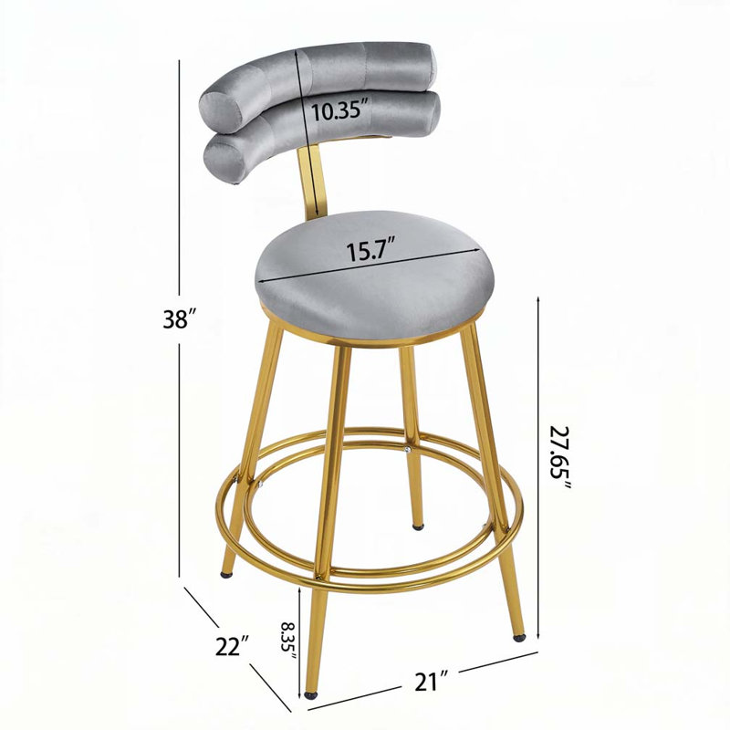 Upholstered Barstools,  Dark Gray
