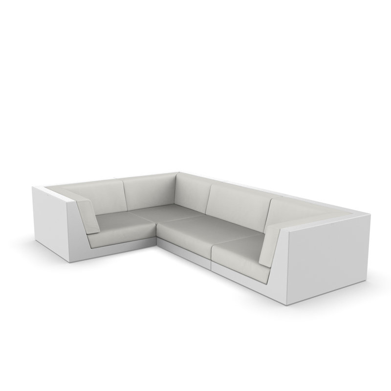 Pixel 119.25" Wide Outdoor U-Shaped Patio Sectional with Cushions, Nautical Taupe, White