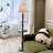 White + Nut-brown Fabric + Solid Wood Free form Floor Lamps
