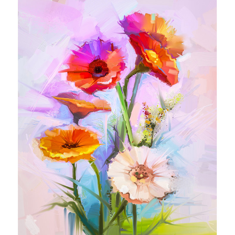 « bouquet of red white florals », art mural sur toile tendue, H 32 po x l 16 po x P 1 po