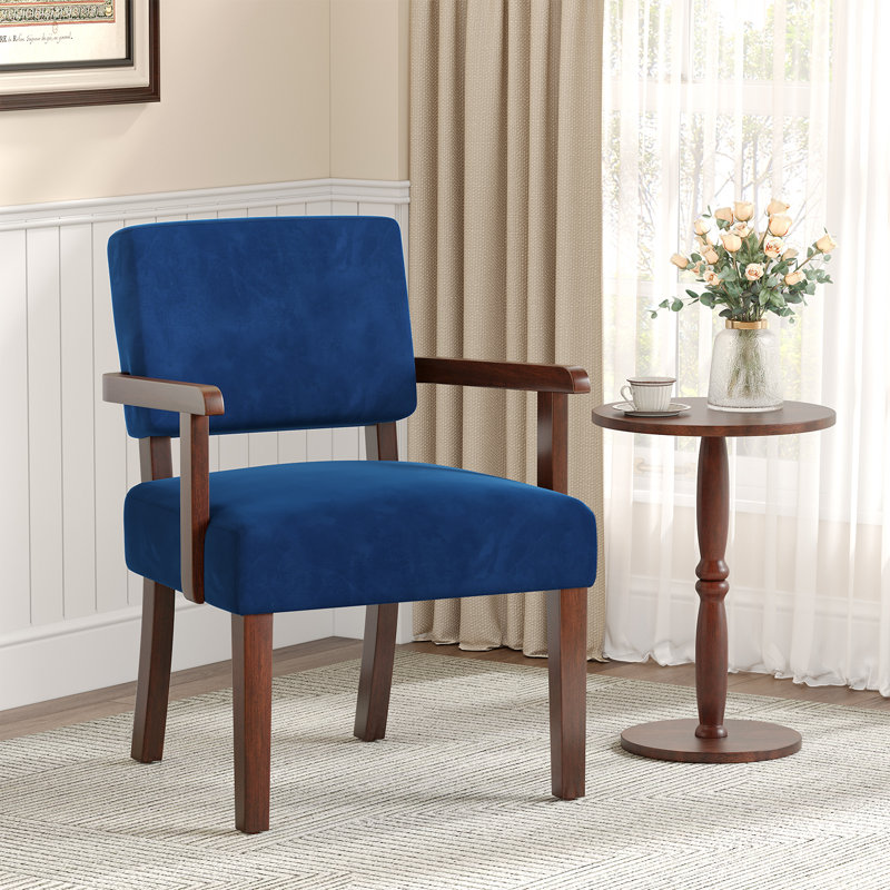 Fauteuil d'appoint Naethan, Velours bleu marine