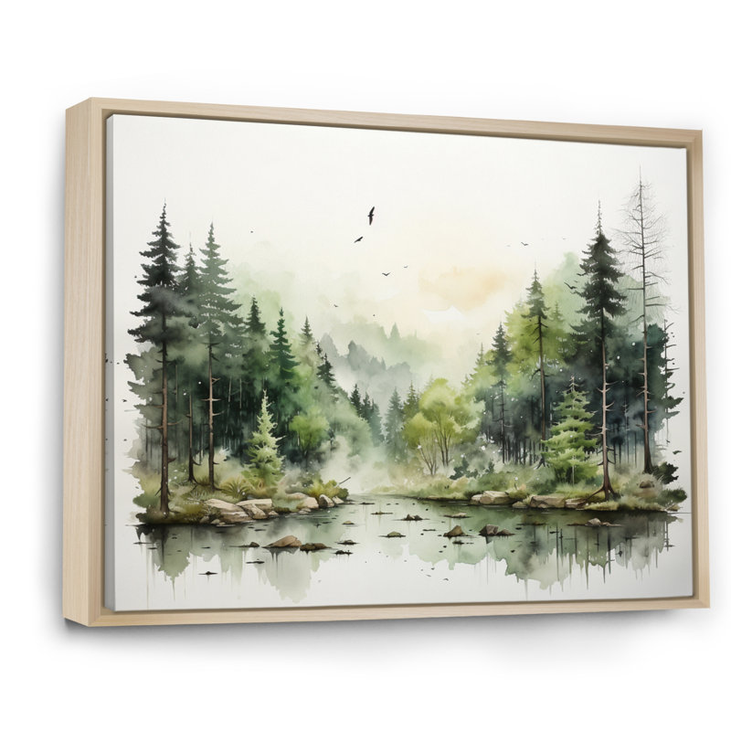 " Tranquil Forest Oasis I ", Natural Floater Framed, 24" H x 32" W x 1" D