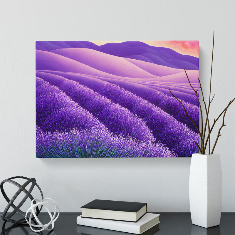 Spellbinding Lavender Flower Field - Wrapped Canvas, 40cm H x 60cm W x 3cm D