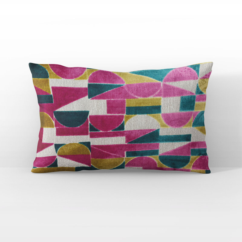 Coussin décoratif en velours multicolore abstrait Plutus, Forme rectangulaire, H 12 po x l 20 po