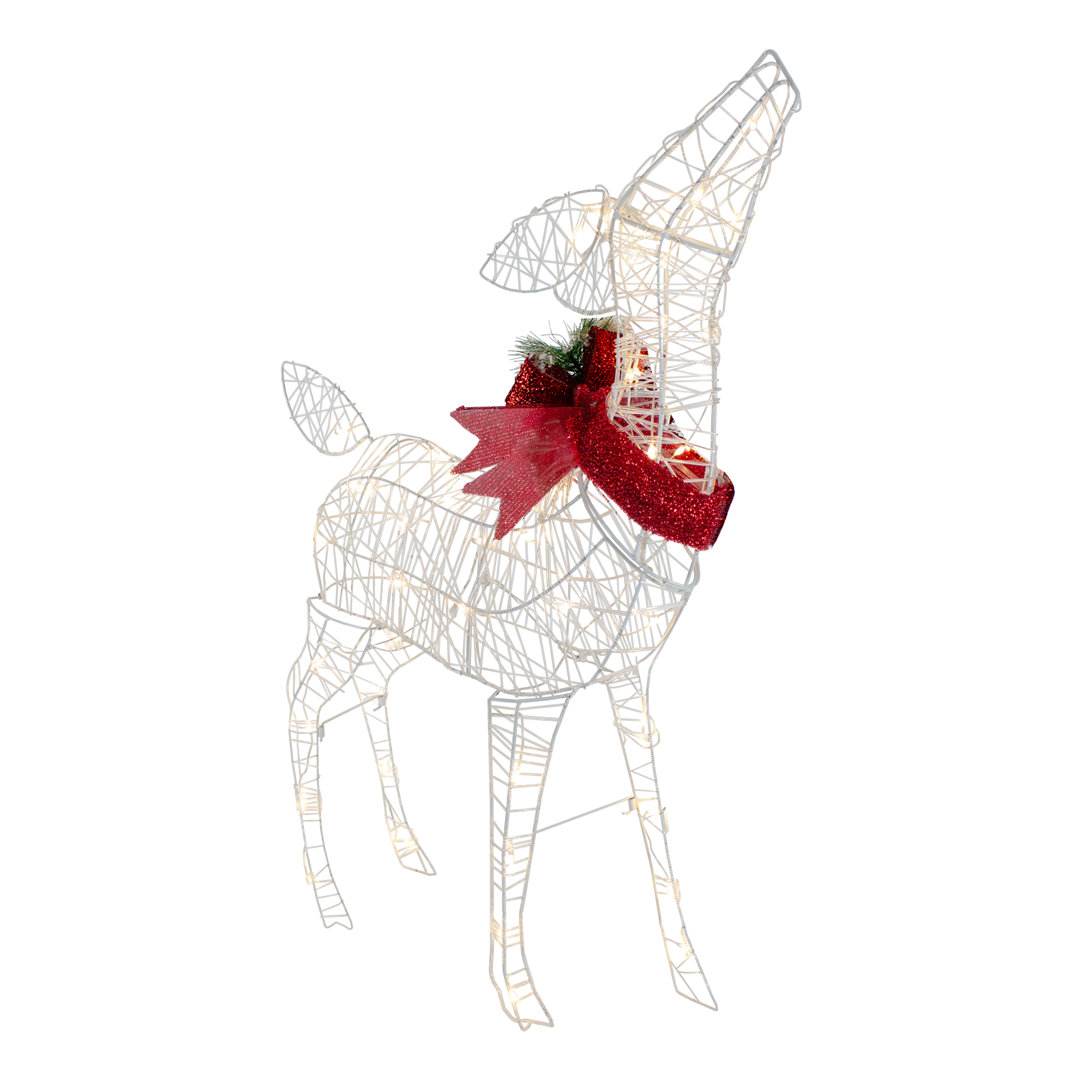 35" LED Lighted Standing Reindeer with Bow Outdoor Christmas Decoration Northlight Seasonal