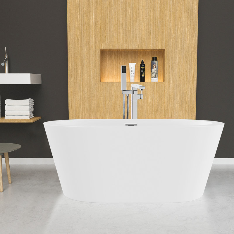 Robinet de baignoire en nickel brossé avec douchette à main - 6 po de hauteur, robinet de baignoire 6,02 po,