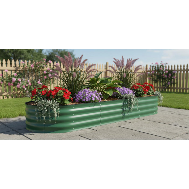 Galvanized Raised Garden Bed Outdoor,  Rust-Resistant, 18" H x 94" W x 24" D, Green