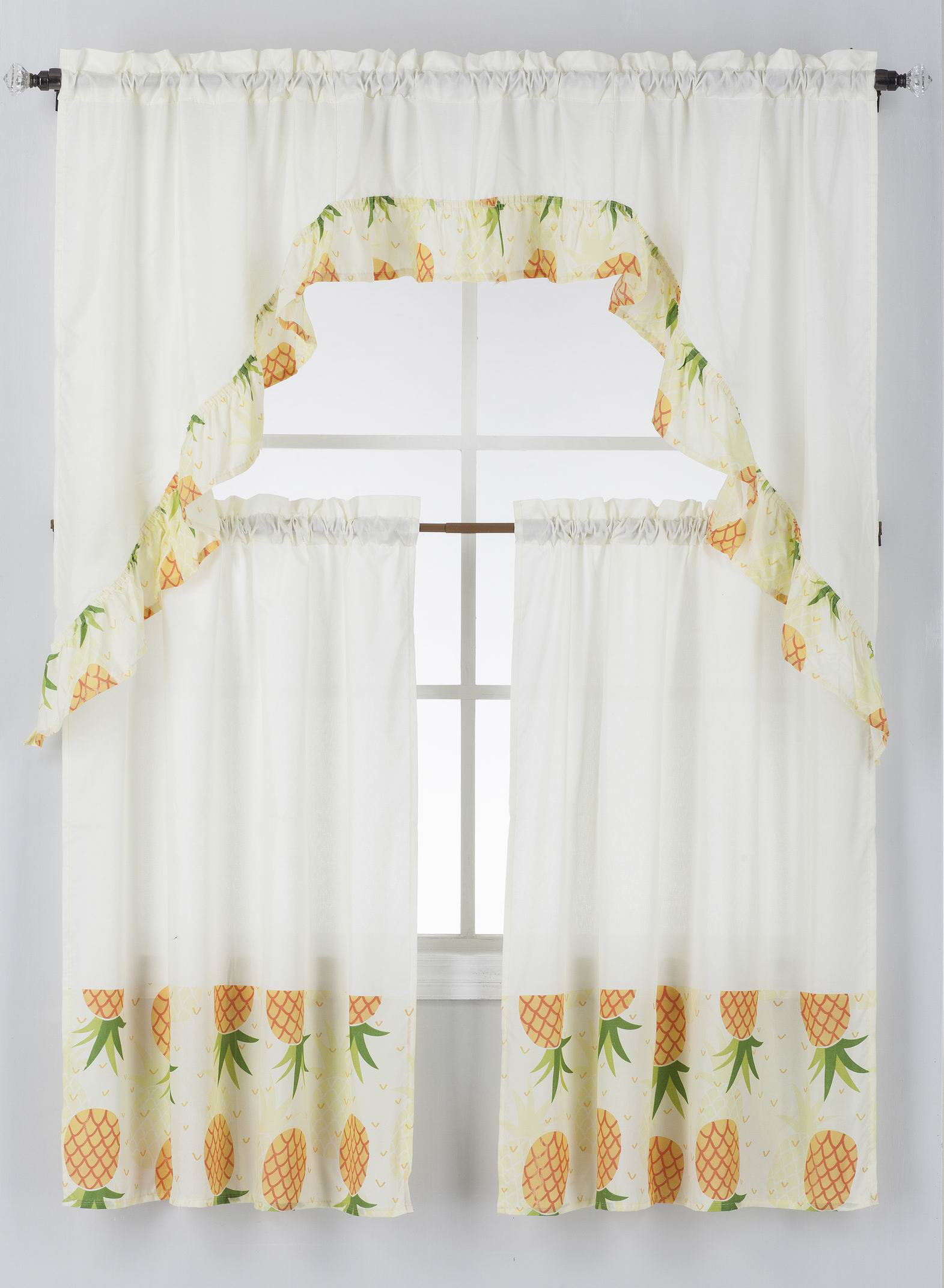 Bay Isle Home Charlottesville Pineapple Swag 60'' W Kitchen Curtain in