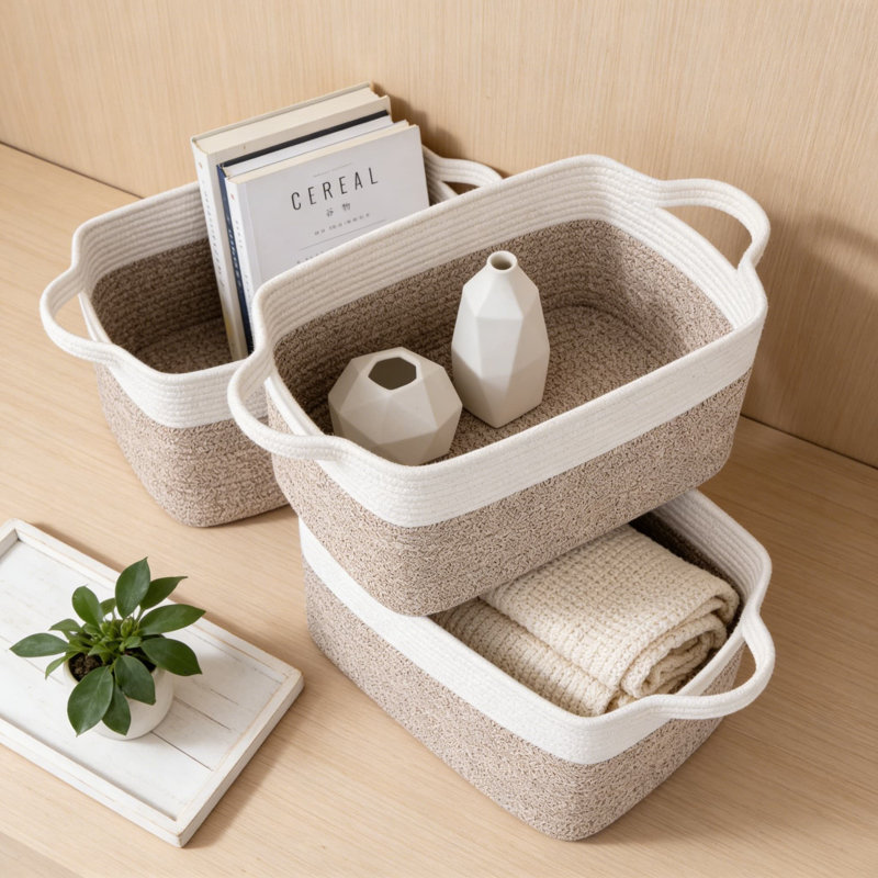 3-Pack Woven Storage Baskets With Handles, Collapsible Organizer Bins For Toys, Home Decor, And Multifunctional Storage Solutions