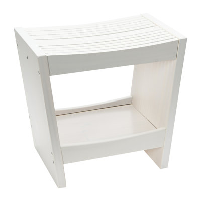 Tabouret moderne en bois massif à lattes avec tablette de rangement