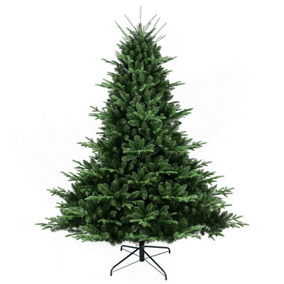 Full-Shaped 7.5FT Christmas Tree With 2441 Tips – PE/PVC Mixed Needles, Wide Base For Large Spaces, Hinged Structure For Easy Setup, Metal Stand For Strong Support