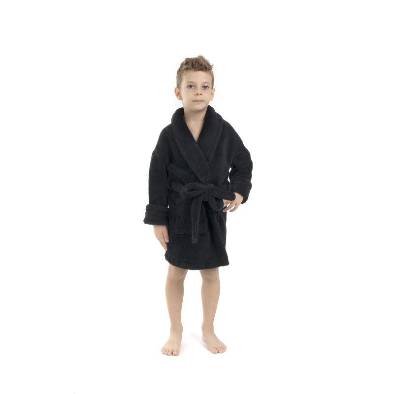 Peignoir en molleton avec poches pour enfants Lovett, S, Noir