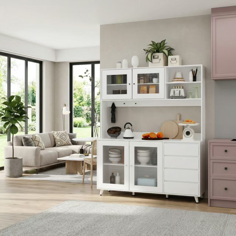 Armoire de salle à manger en bois de 62,9 po Brokaw, Blanc