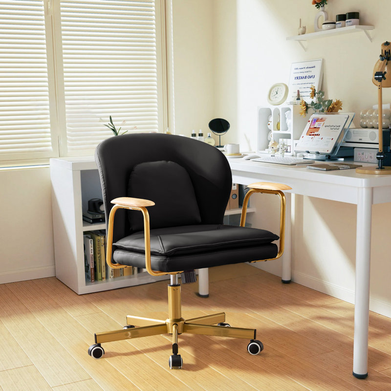 Ergonomic Faux Leather Home Office Chair, Black