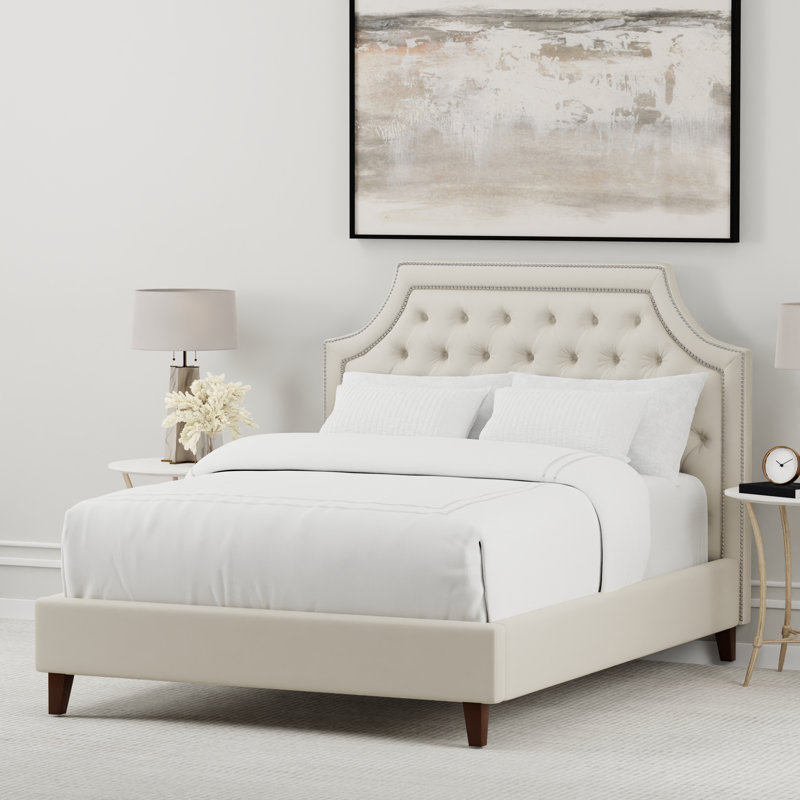 Seline Tufted Upholstered Standard Bed, California King, Natural