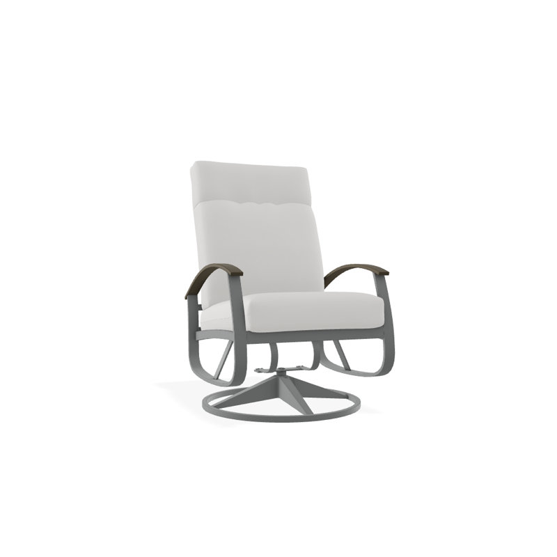 Chaise berçante pivotante réglable avec coussins Askar, Salée, Bois de plage P40, Graphite texturé