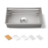 Prolific 33" L x 17-3/4" W x 11" Undermount Single Bowl Kitchen Sink with Accessories