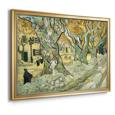 The Large Plane Trees (Road Menders at Saint-Rémy)-Vincent van Gogh-Framed Gallery Wrapped Canvas-1889