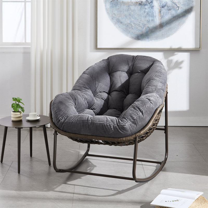 Chaise berçante d'extérieur en rotin, Grey