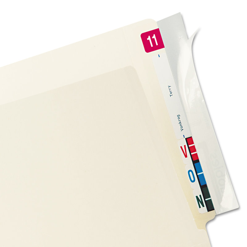 Clear Self-Adhesive Wear-Resistant File Tab Protectors, 8x2, 100-Pack
