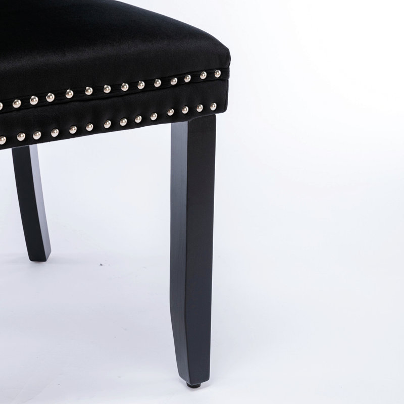 Chaise parsons Fioretto, Bois noir, Velours noir