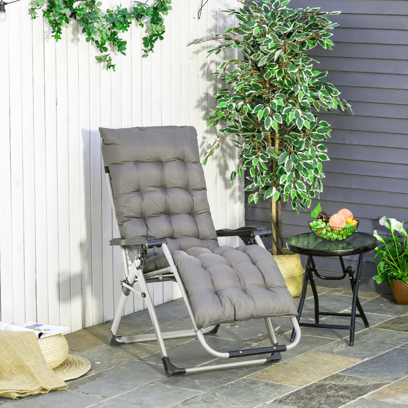 Chaise de jardin inclinable avec repose-tête Outsunny, Gris foncé