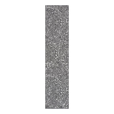 Tapis intérieur / extérieur en polypropylène géométrique tissé à la machine en noir / blanc