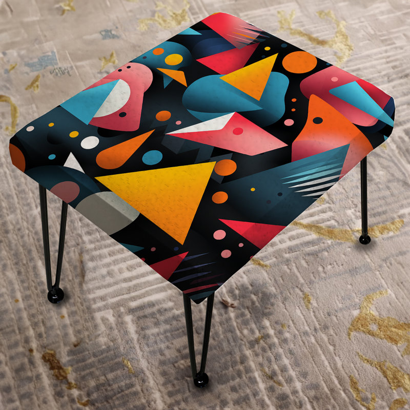 Pink And Blue Midcentury Triangle Patterns - Geometric Rectangle Ottoman