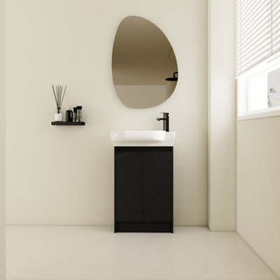 23" Freestanding Modern Bathroom Vanity, Black Chestnut, Soft Close Door, Ceramic Sink Storage Sink, Doors, Ample Space For