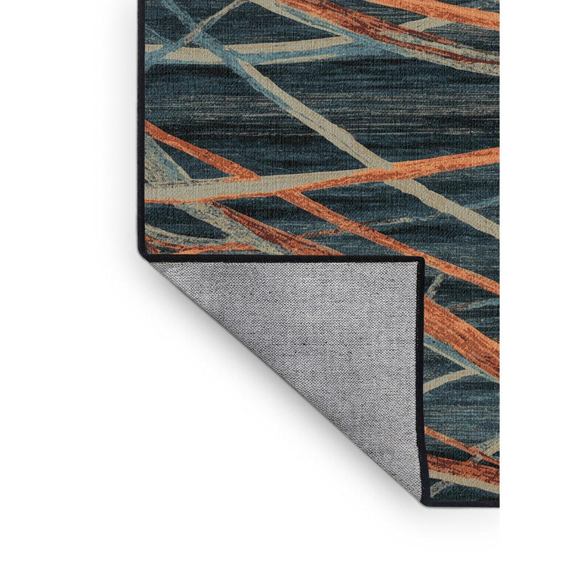 Tapis noir lavable à la machine, Rond 3 pi