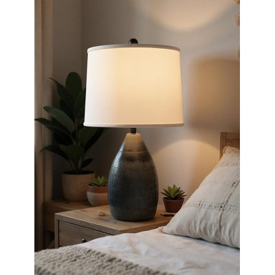 DISTRESSED CHARCOAL/BLACK TEXTURED TEAR DROP TABLE LAMP