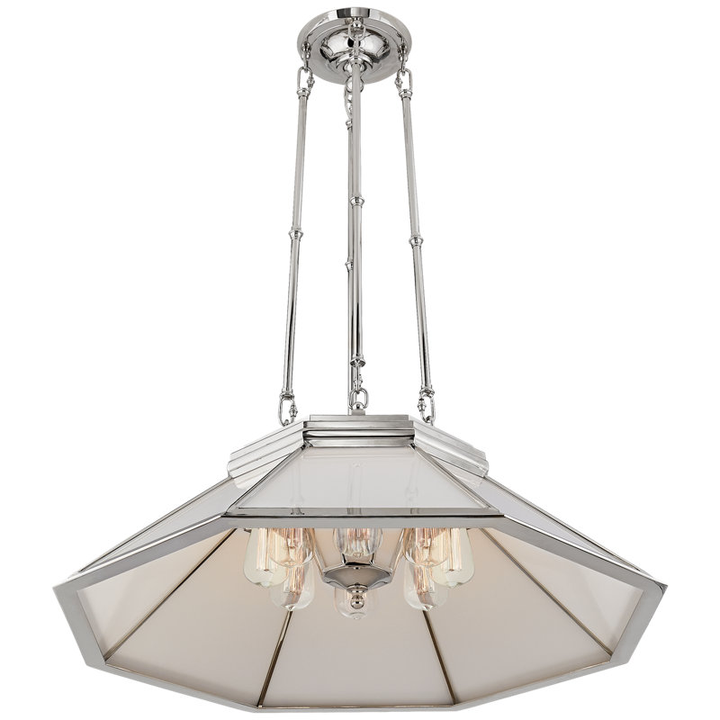 Ralph Lauren Rivington 8 Light Medium Pendant, Polished Nickel, White Glass
