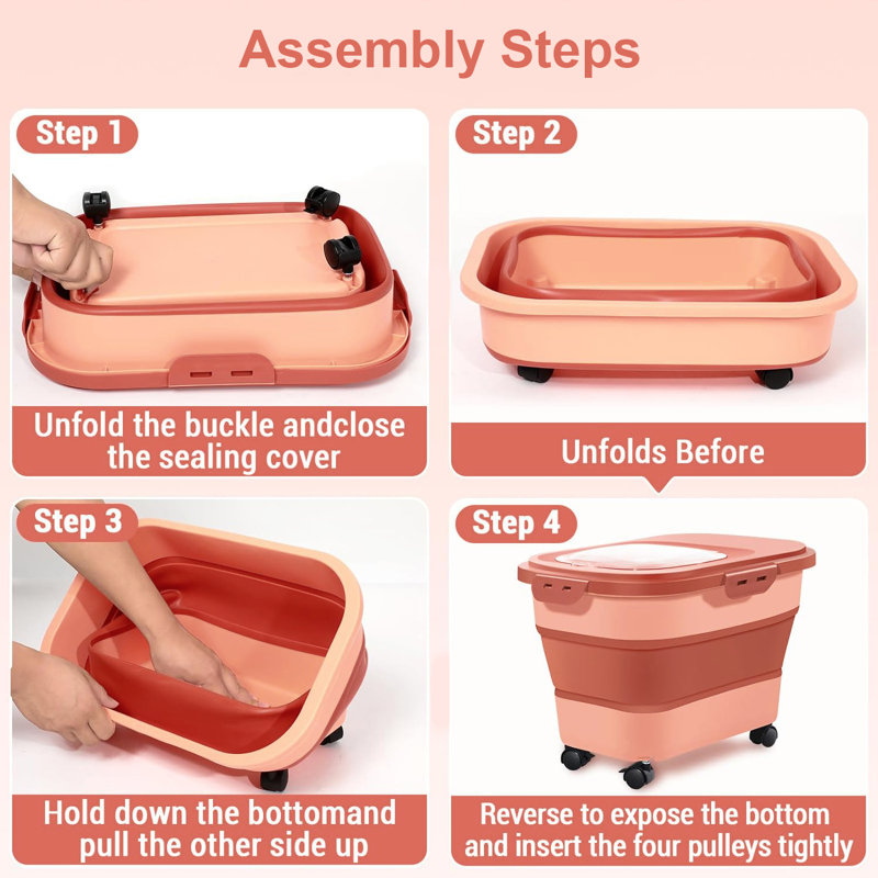 23 Lb. Plastic Food Storage Container, Pink