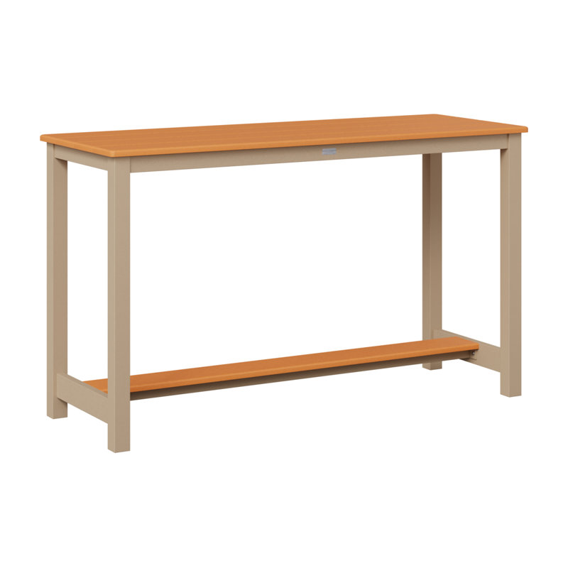 Balcony Outdoor Rectangle Bar Table, Sahara Speckle, 35.5" H x 60" W x 22" D, Mango Orange
