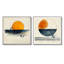 Abstrait bleu et orange Sunrise Life I - formes murales abstraites - art mural moderne 2 pièces-740979206-740979204-740979213
