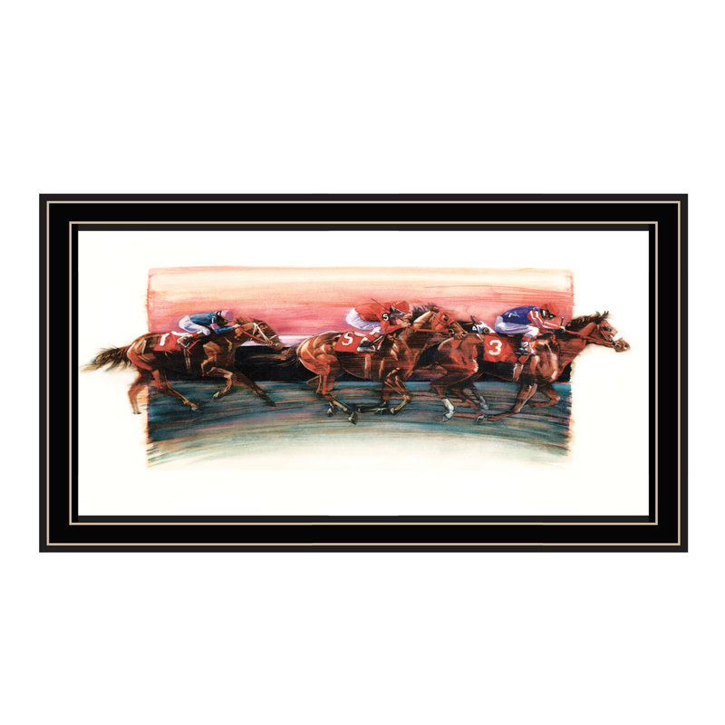 «Horse Race» Byjgs Studios, reproduction encadrée prête à accrocher, cadre noir
