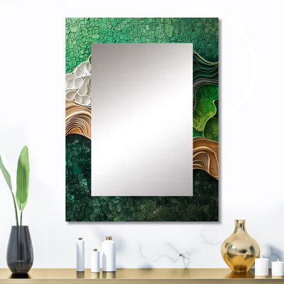 Biomorphism Earth Ephemeral Pathway VII - Miroir mural décoratif avec abstraction lyrique, grand miroir blanc, impression sur métal