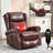 Heat Massage Manual Recliner Chair With Rocker And Swivel In Genuine Leather For Living Room,Red