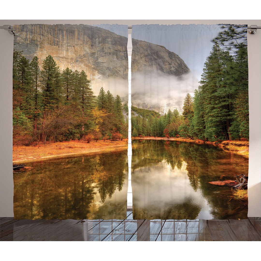 Rustikaler Vorhang, Fluss in Morning View, Yosemite, Grün