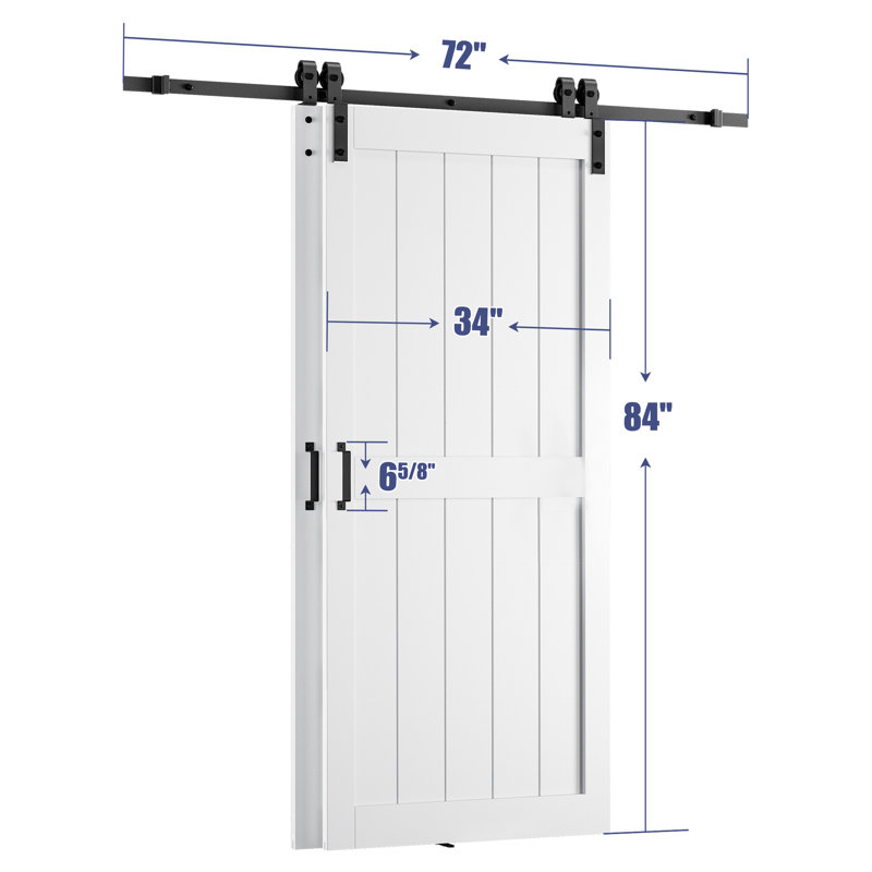Portes de grange doubles à panneaux en bois manufacturé avec ensemble de quincaillerie (la taille n'inclut pas la zone de chevauchement: 7 po)