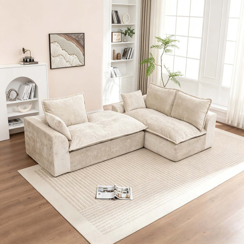 Canapé modulaire en L avec confort en forme de nuage et sans assemblage
