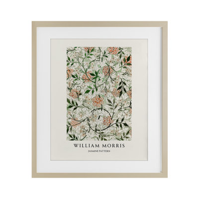 William Morris Jasmine Pattern Framed Print Under Glass, design by Vintage Hustle